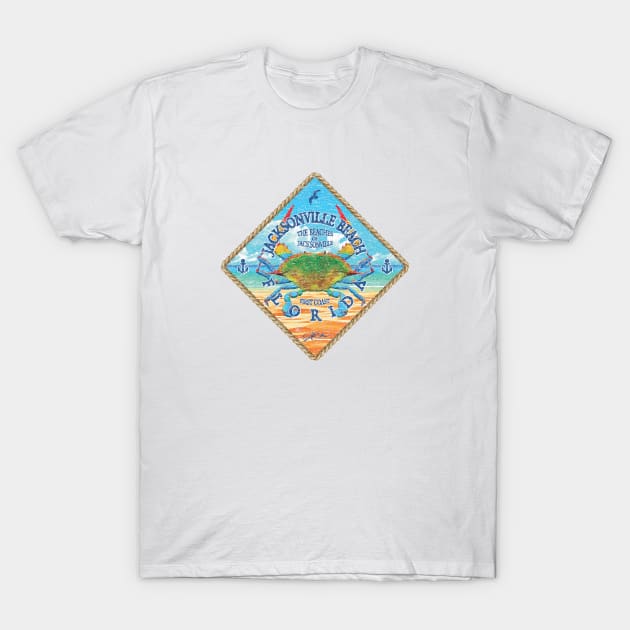 Jacksonville Beach, Florida, Blue Crab on Beach T-Shirt by jcombs